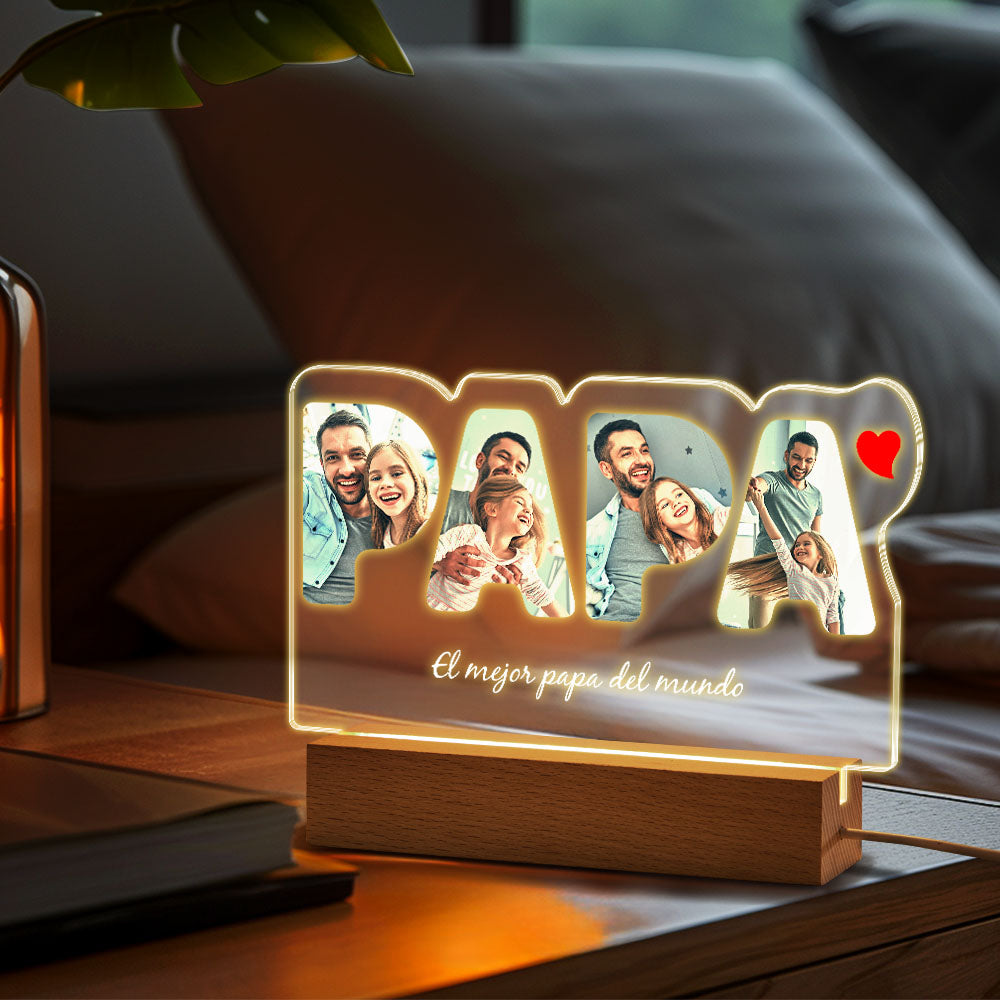 Personalisierte Foto-papa-nachtlampe, Personalisiertes Acryl-led-nachtlicht Mit Text, Vatertagsgeschenke Für Ihn